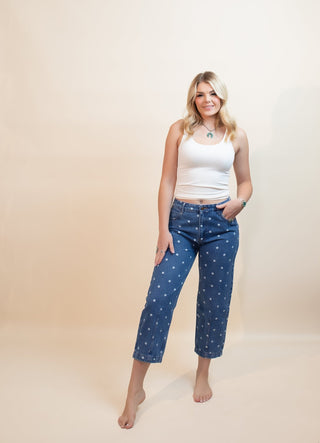 PEACH LOVE Women's Whimsy Dot Ankle Jeans - 240 Pants - The Farmhouse