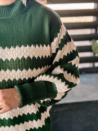 Peppermint Twist Ugly Christmas Sweater, Hunter Green - The Farmhouse