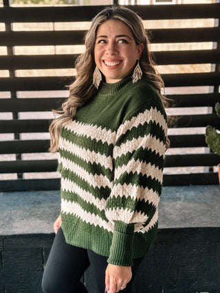 Peppermint Twist Ugly Christmas Sweater, Hunter Green - The Farmhouse