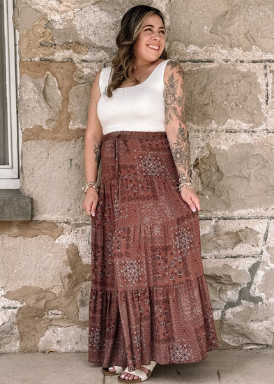Phoebe Printed Tiered Maxi Skirt - The Farmhouse