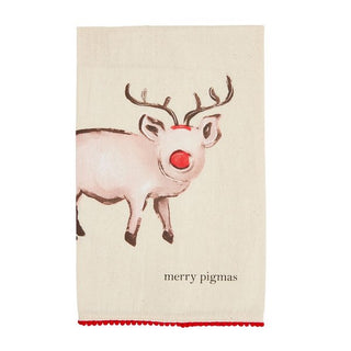 Pig Christmas Pom Tea Towel - The Farmhouse