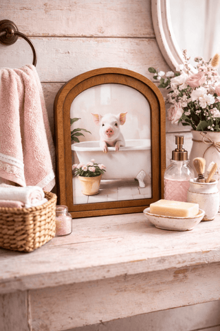 Pig in the Tub Arch Framed Art 6x8" - 420 Home Decor - The Farmhouse