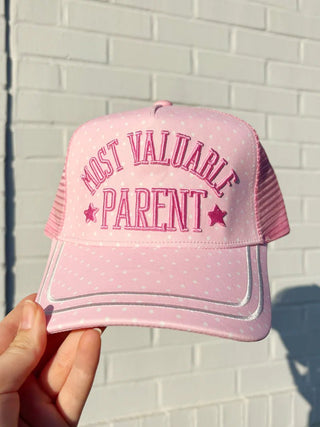 Pink Polka Dot Most Valuable Parent Hat - 260 Fashion Accessories - The Farmhouse