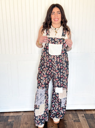 POL Boho Patch Cord Overalls, Black - 180 One Piece Outfits - The Farmhouse