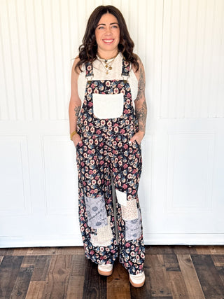 POL Boho Patch Cord Overalls, Black - 180 One Piece Outfits - The Farmhouse