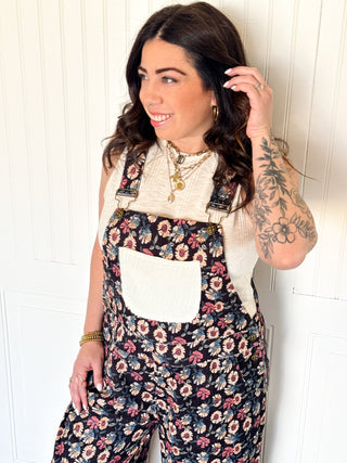 POL Boho Patch Cord Overalls, Black - 180 One Piece Outfits - The Farmhouse