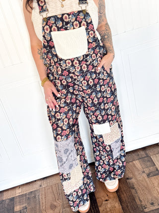 POL Boho Patch Cord Overalls, Black - 180 One Piece Outfits - The Farmhouse