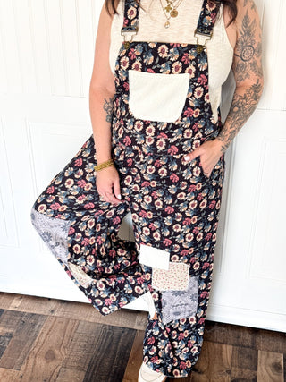 POL Boho Patch Cord Overalls, Black - 180 One Piece Outfits - The Farmhouse