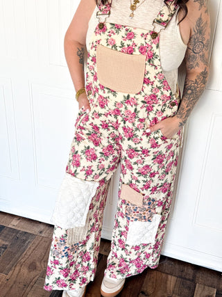 POL Boho Patch Cord Overalls, Cream - 180 One Piece Outfits - The Farmhouse