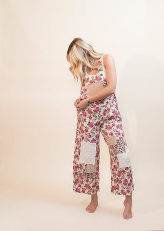 POL Boho Patch Cord Overalls, Cream - 180 One Piece Outfits - The Farmhouse