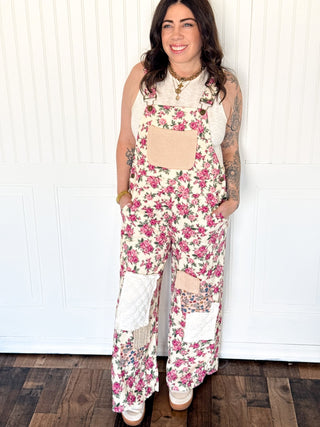 POL Boho Patch Cord Overalls, Cream - 180 One Piece Outfits - The Farmhouse