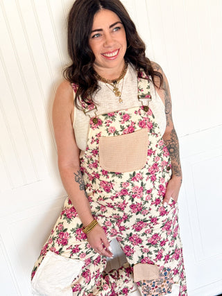 POL Boho Patch Cord Overalls, Cream - 180 One Piece Outfits - The Farmhouse