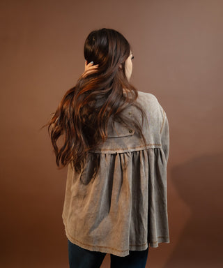 POL Canyon Dusk choco thermal styled front tucked on model