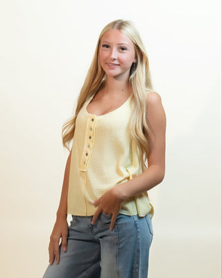 POL The Lemon Chiffon Lace Tank, Yellow - 130 Basics - The Farmhouse