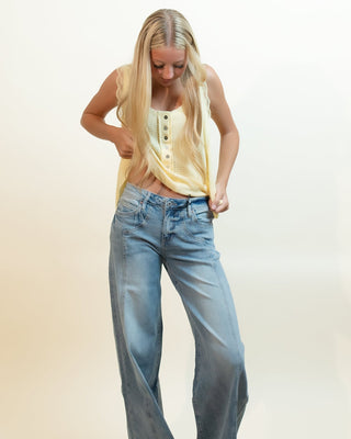 POL The Lemon Chiffon Lace Tank, Yellow - 130 Basics - The Farmhouse