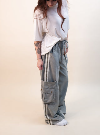 POL The Willow Stripe Cargo Stripe Pant, Sage - 240 Pants - The Farmhouse