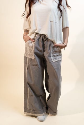 POL Women's Black Maple Crochet Trim Pants - 240 Pants - The Farmhouse