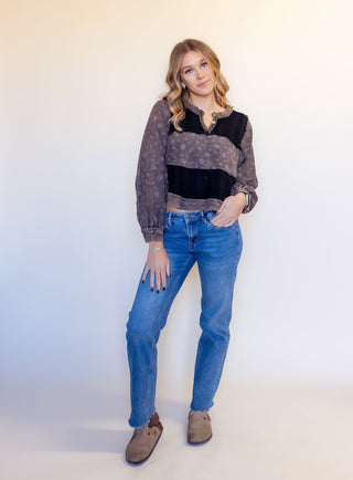 POL Women's Blackbird Patch Textured Knit Top - 110 Blouses - The Farmhouse