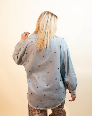 POL Women's Blue Ridge Heart Stud Jacket - 110 Blouses - The Farmhouse