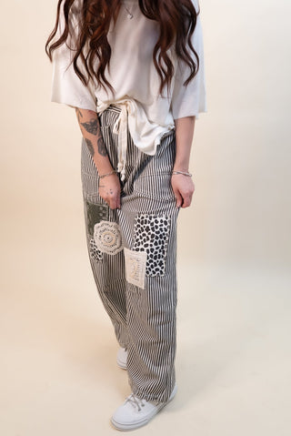POL Women's Cocoa Cornstalk Patchwork Pants - 240 Pants - The Farmhouse