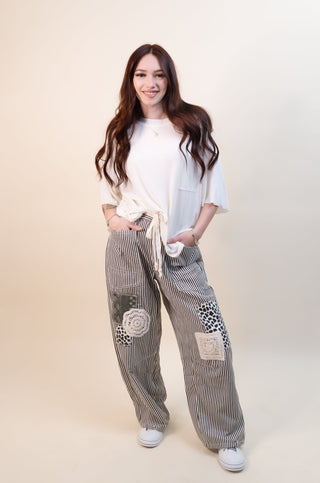POL Women's Cocoa Cornstalk Patchwork Pants - 240 Pants - The Farmhouse