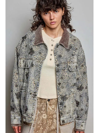 POL Women's Cocoa Leopard Vintage Jacket - 160 Outerwear - The Farmhouse