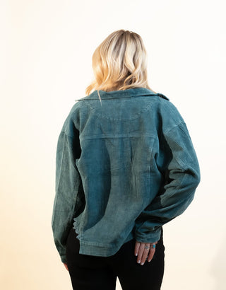 POL Women's Corduroy Ranch Trucker Jacket, Hunter Green - 160 Outerwear - The Farmhouse