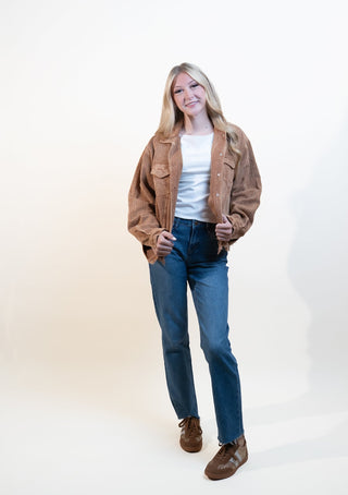 POL Women's Corduroy Ranch Trucker Jacket, Teddy Bear - 160 Outerwear - The Farmhouse