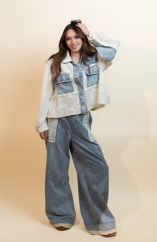 POL Women's Countryside Crochet Denim Pants - 240 Pants - The Farmhouse