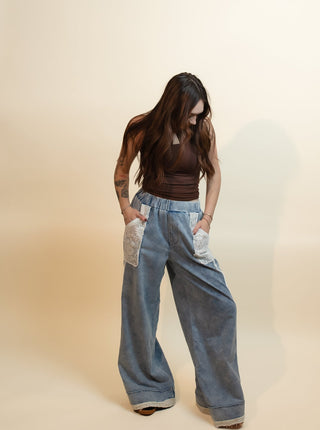 POL Women's Countryside Crochet Denim Pants - 240 Pants - The Farmhouse