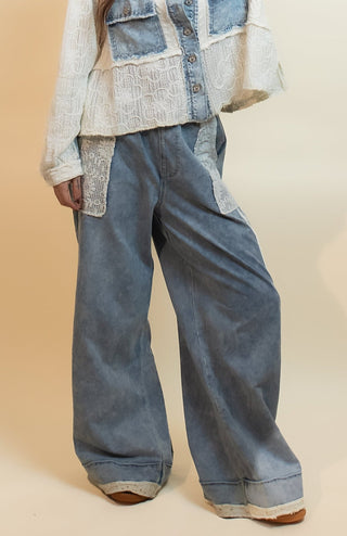 POL Women's Countryside Crochet Denim Pants - 240 Pants - The Farmhouse