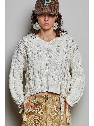 POL Women's Cozy Knot Chenille V-Neck Sweater - 140 Sweatshirts + Sweaters - The Farmhouse