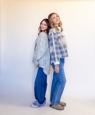 POL Women's Dusty Chocolate Heart & Stud Shacket - 160 Outerwear - The Farmhouse