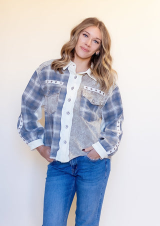 POL Women's Dusty Harvest Vintage Plaid Top - 140 Sweatshirts + Sweaters - The Farmhouse