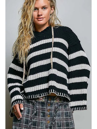 POL Women's Evening Chill Striped Chenille Hoodie - 140 Sweatshirts + Sweaters - The Farmhouse