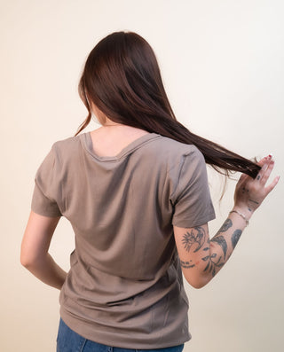 POL Women's Fall Wander Stone-Washed Top, Ash Choco - 130 Basics - The Farmhouse