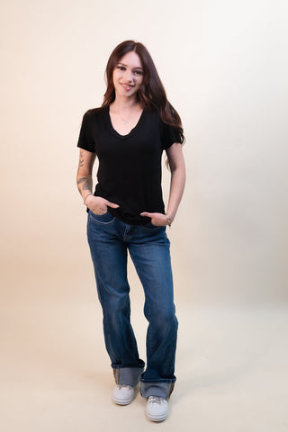 POL Women's Fall Wander Stone-Washed Top, Black - 130 Basics - The Farmhouse