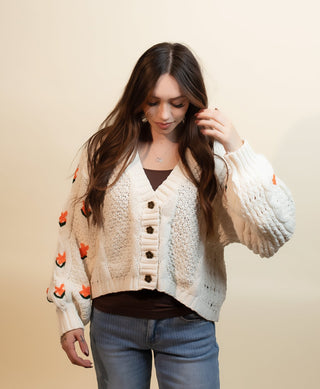 POL Women's Falling Petals Cropped Cardigan - 150 Kimonos + Cardigans - The Farmhouse
