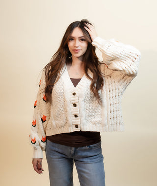 POL Women's Falling Petals Cropped Cardigan - 150 Kimonos + Cardigans - The Farmhouse