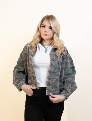 POL Women's Olive Thicket Embroidered Crop Jacket - 160 Outerwear - The Farmhouse