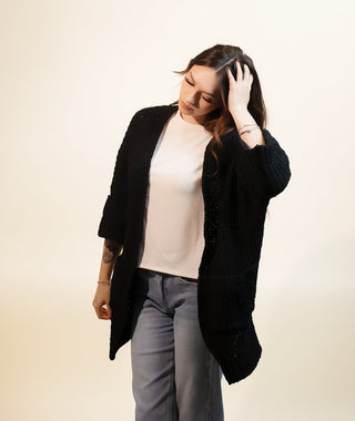 POL Women's Orchard Stroll Chenille Cardigan, Black - 150 Kimonos + Cardigans - The Farmhouse