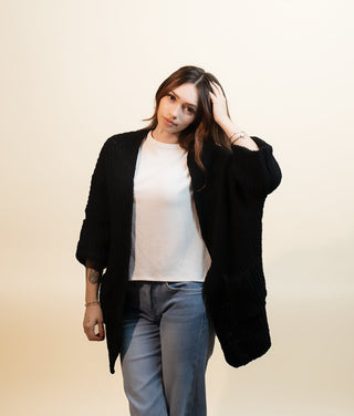 POL Women's Orchard Stroll Chenille Cardigan, Black - 150 Kimonos + Cardigans - The Farmhouse