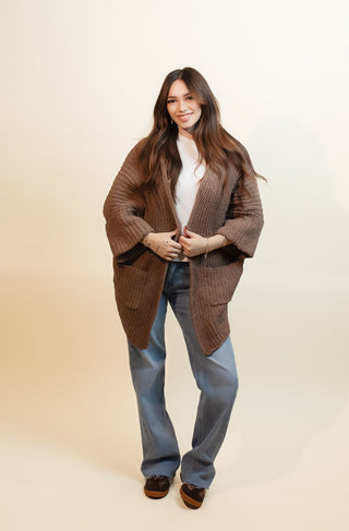 POL Women's Orchard Stroll Chenille Cardigan, Chocolate - 150 Kimonos + Cardigans - The Farmhouse