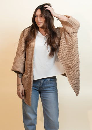 POL Women's Orchard Stroll Chenille Cardigan, Powder Cocoa - 150 Kimonos + Cardigans - The Farmhouse