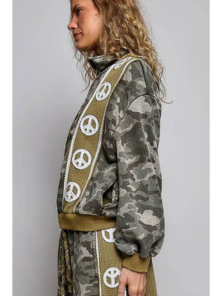 POL Women's Peaceful Rebel Camo Panel Jacket - 140 Sweatshirts + Sweaters - The Farmhouse
