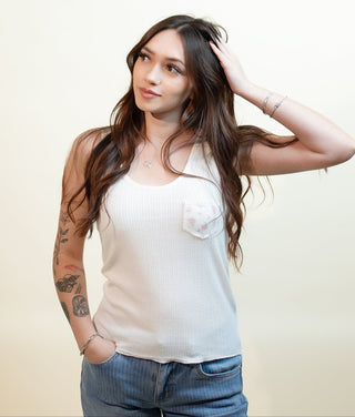 POL Women's Pocketful of Charm Tank, Cream - 130 Basics - The Farmhouse