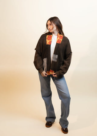 POL Women's Rustic Patch Ribbed Cardigan - 140 Sweatshirts + Sweaters - The Farmhouse