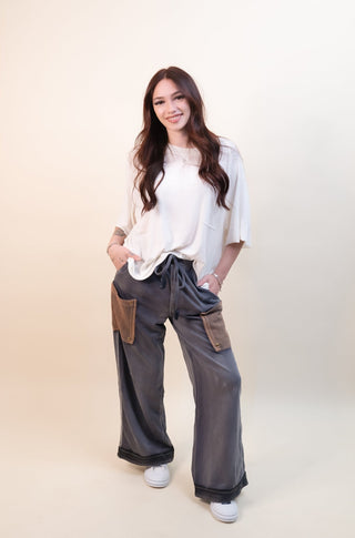 POL Women's Stormcloud Patch Wide-Leg Pants - 240 Pants - The Farmhouse