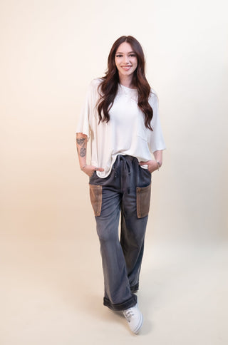 POL Women's Stormcloud Patch Wide-Leg Pants - 240 Pants - The Farmhouse