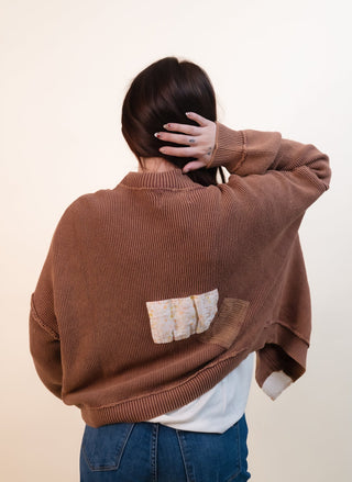 POL Women's Toasted Maple Patch Cardigan - 150 Kimonos + Cardigans - The Farmhouse